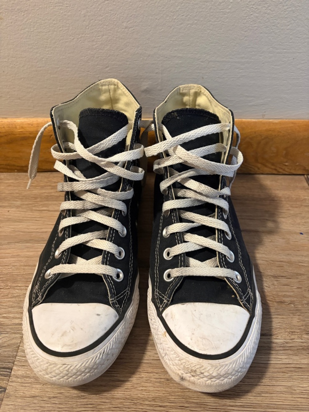 Converse Black Canvas High-Top Sneakers with White Soles and Laces